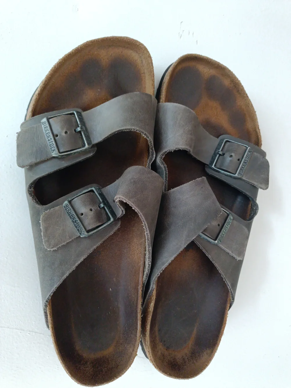 Birkenstock Men's Double Buckle Suede Slide Sandals in Gray Brown